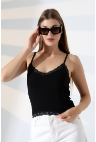 22052 KADIN ÖNÜ ARKASI VE ETEĞİ DANTELLİ FULL LYC RİB KOMPAKT BİYELİ ATLET 