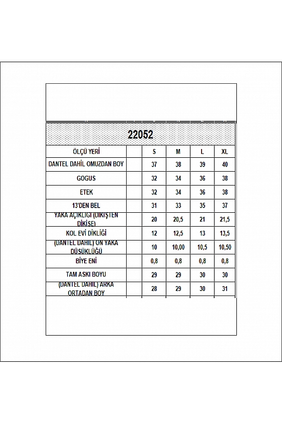 22052 KADIN ÖNÜ ARKASI VE ETEĞİ DANTELLİ FULL LYC RİB KOMPAKT BİYELİ ATLET 