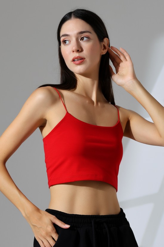 20544  BAYAN LYC COMP. LASTİK İP ASKILI BÜSTİYER  KISA CROP TULUM ATLET 