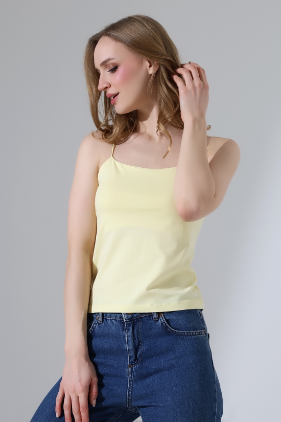 21563  KADIN LYC COMP. LASTİK İP ASKILI KISA CROP TULUM ATLET 