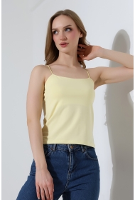 21563  KADIN LYC COMP. LASTİK İP ASKILI KISA CROP TULUM ATLET 