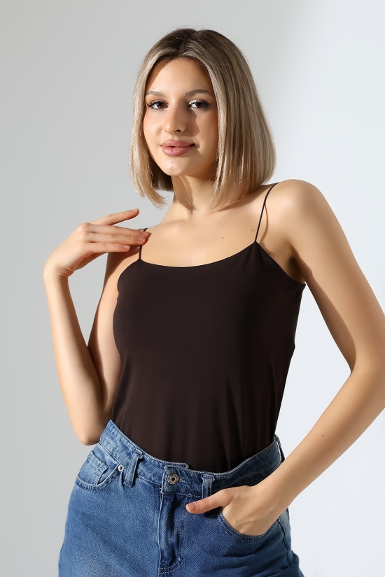 21563  KADIN LYC COMP. LASTİK İP ASKILI KISA CROP TULUM ATLET 