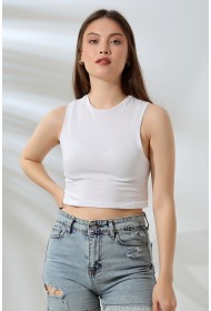 21755 KADIN LYC COMP. KOLSUZ GENİŞ CROP ATLET 