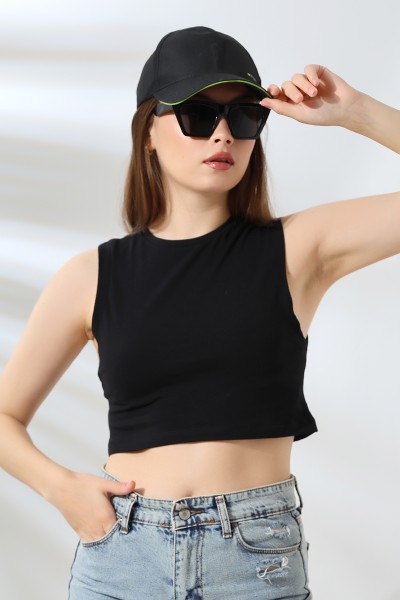 21755 KADIN LYC COMP. KOLSUZ GENİŞ CROP ATLET 