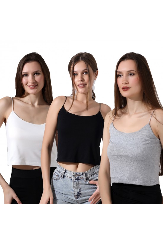 39282 - 3LÜ PAKET BAYAN LASTİK İP ASKILIKISA TULUM ATLET 39282 - 3LÜ PAKET BAYAN LASTİK İP ASKILIKISA TULUM ATLET