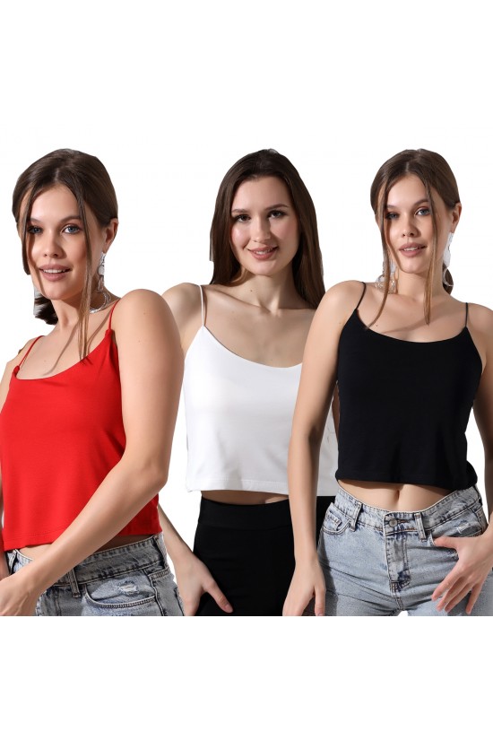 39282 - 3LÜ PAKET BAYAN LASTİK İP ASKILIKISA TULUM ATLET 39282 - 3LÜ PAKET BAYAN LASTİK İP ASKILIKISA TULUM ATLET