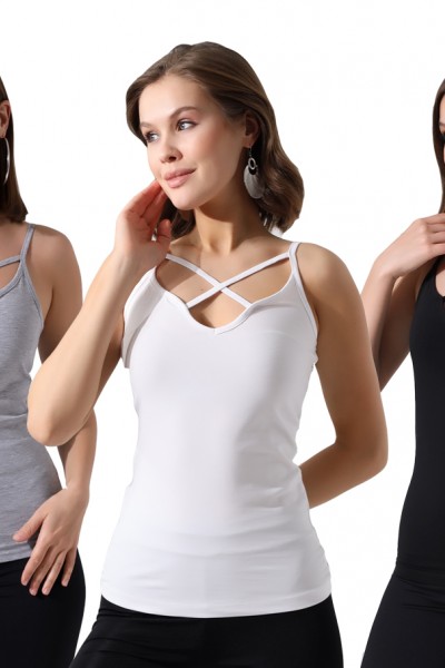 0-39093 - 3LÜ PAKET KADIN ARKASI VE ÖNÜ BİYELİ İP ASKILI ATLET 0-39093 - 3LÜ PAKET KADIN ARKASI VE ÖNÜ BİYELİ İP ASKILI ATLET