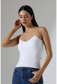 22093 KADIN FULL LYC RİB ÖNÜ PARÇALI TULUM V YAKA LASTİK İPASKILI ATLET