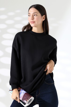 21910 KADIN 3 İP ŞARDONLU PENYE COMP YARIM BALIKCI SALAŞ OVERSİZE TUNİK SWEATSHIRT