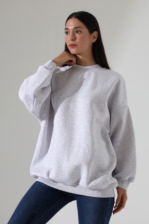21910 KADIN 3 İP ŞARDONLU PENYE COMP YARIM BALIKCI SALAŞ OVERSİZE TUNİK SWEATSHIRT
