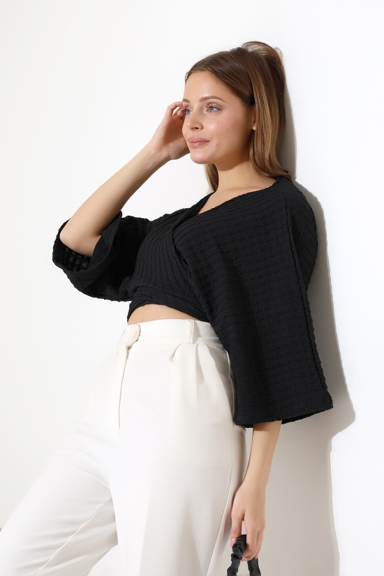 22114 KADIN JAKARLI VİYANA GENİŞ FAKİR KOL ÖNÜ BAĞLAMALI BOLERO HIRKA 