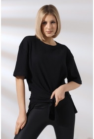 21493 KADIN 7X4 KAŞGORSE  OVERSİZE  YANLARI YIRTMAÇLI BİSİKLET TUNİK TSHIRT