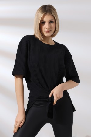 21493 KADIN 7X4 KAŞGORSE  OVERSİZE  YANLARI YIRTMAÇLI BİSİKLET TUNİK TSHIRT