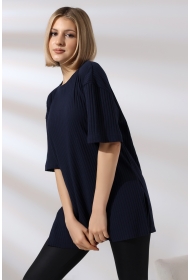 21493 KADIN 7X4 KAŞGORSE  OVERSİZE  YANLARI YIRTMAÇLI BİSİKLET TUNİK TSHIRT