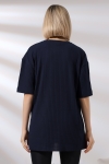 21493 BAYAN 7X4 KAŞGORSE  OVERSİZE  YANLARI YIRTMAÇLI BİSİKLET TUNİK TSHIRT
