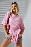 21493 KADIN 7X4 KAŞGORSE  OVERSİZE  YANLARI YIRTMAÇLI BİSİKLET TUNİK TSHIRT