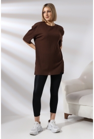 21493 KADIN 7X4 KAŞGORSE  OVERSİZE  YANLARI YIRTMAÇLI BİSİKLET TUNİK TSHIRT