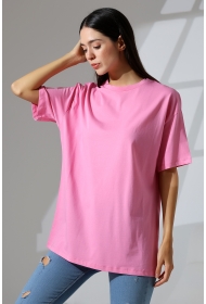 21752 KADIN OVERSİZE KOMPAKT PAMUKLU KISA KOL BİSİKLET TSHIRT