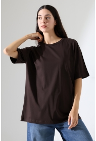 21752 KADIN OVERSİZE KOMPAKT PAMUKLU KISA KOL BİSİKLET TSHIRT