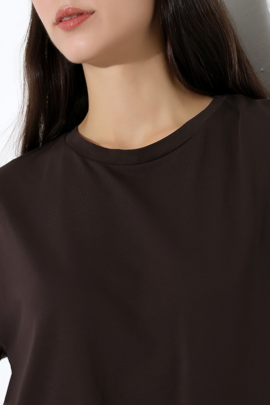 21752 KADIN OVERSİZE KOMPAKT PAMUKLU KISA KOL BİSİKLET TSHIRT