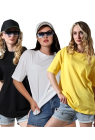 0-31752 - 3LÜ PAKET KADIN OVERSİZE KOMPAKT PAMUKLU KISA KOL BİSİKLET TSHIRT 0-31752 - 3LÜ PAKET KADIN OVERSİZE KOMPAKT PAMUKLU KISA KOL BİSİKLET TSHIRT