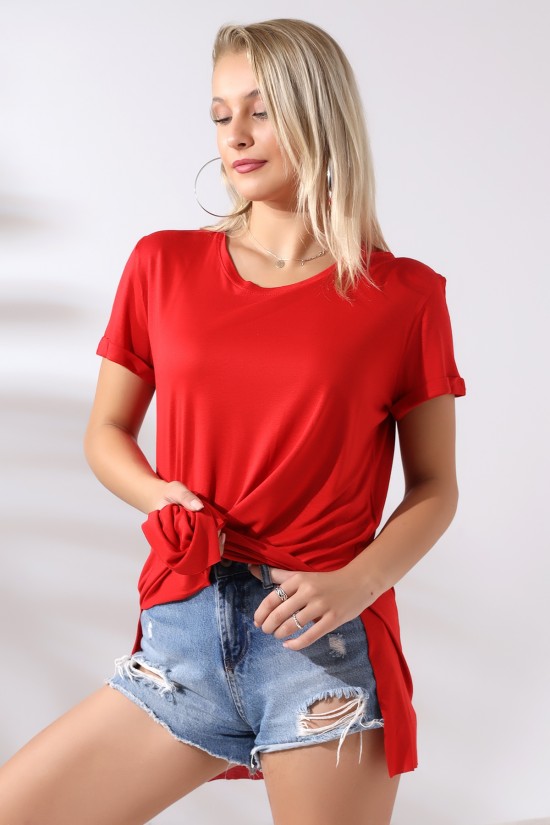 19598 BAYAN KISA KOL KATLAMA. YANL YARI DİKİŞSİZ VE YIRTM.VSK BİSİKLET YAKA TUNİK TSHIRT 19598 BAYAN KISA KOL KATLAMA. YANL YARI DİKİŞSİZ VE YIRTM.VSK BİSİKLET YAKA TUNİK TSHIRT