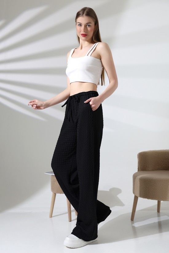 21959 KADIN JAKARLI KUMAŞ CEPLİ İNCE BELLASTİKLİ PAÇASI AÇIK SALAŞ PANTOLON 21959 KADIN JAKARLI KUMAŞ CEPLİ İNCE BELLASTİKLİ PAÇASI AÇIK SALAŞ PANTOLON