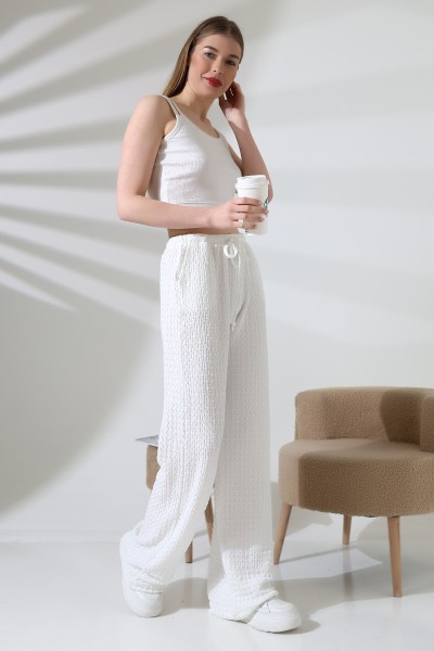 21959 KADIN JAKARLI VYN KUMAŞ  CEPLİ İNCE BELLASTİKLİ PAÇASI AÇIK SALAŞ PANTOLON 