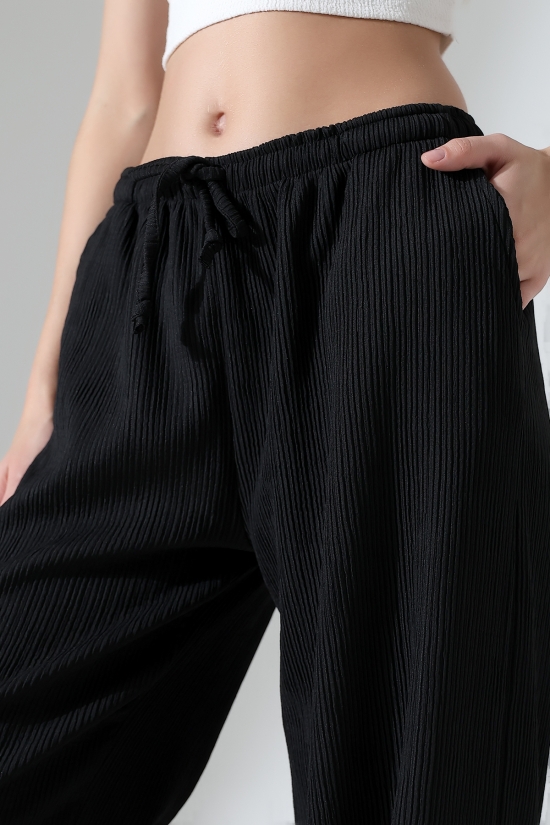 22146 KADIN AKORDİON FULL LYC KUMAŞ  CEPLİ İNCE BELLASTİKLİ PAÇASI AÇIK SALAŞ PANTOLON 