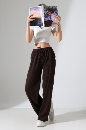 22146 KADIN AKORDİON FULL LYC KUMAŞ  CEPLİ İNCE BELLASTİKLİ PAÇASI AÇIK SALAŞ PANTOLON 