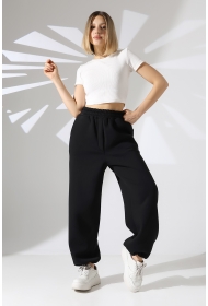 22135 KADIN 3 İP PENYE KOMPAKT ŞARDONLU ARKA TEK CEPLİ ÖNÜ PATLI PAÇASI AÇIK LASTİK AYAR BÜZGÜLÜ EŞOFMAN PANTOLON 