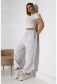 22135 KADIN 3 İP PENYE KOMPAKT ŞARDONLU ARKA TEK CEPLİ ÖNÜ PATLI PAÇASI AÇIK LASTİK AYAR BÜZGÜLÜ EŞOFMAN PANTOLON 