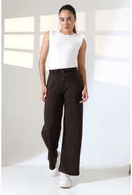 22143 KADIN  DİAGONEL ŞARDONSUZ 3 İP PENYE KOMPAKT KEMERİ KAŞGORSELİ  PAÇASI AÇIK EŞOFMAN PANTOLON 