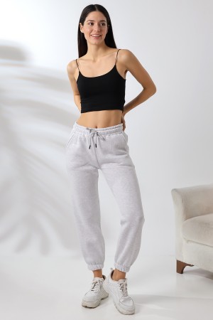 21629 KADIN 3 İP PENYE KOMPAKT ŞARDONLU CEPLİ PAÇASI LAST EŞOFMAN PANTOLON 