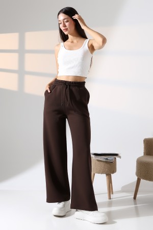 21776 KADIN 3 İP PENYE KOMPAKT ŞARDONLU CEPLİ PAÇASI AÇIK EŞOFMAN PANTOLON 