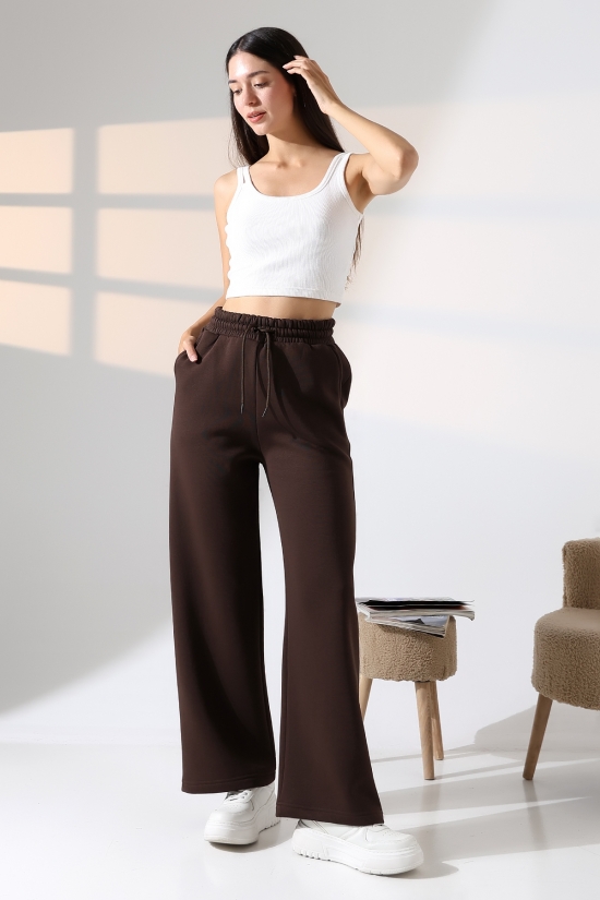 21776 KADIN 3 İP PENYE KOMPAKT ŞARDONLU CEPLİ PAÇASI AÇIK EŞOFMAN PANTOLON 