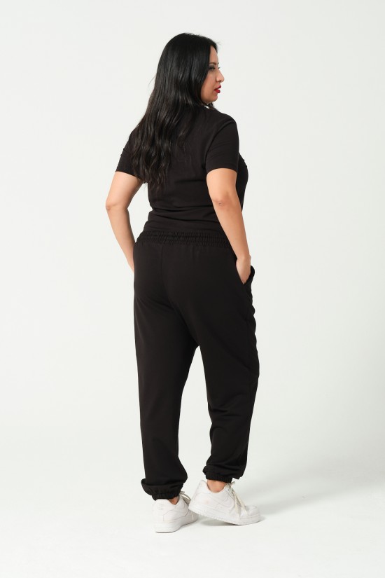 21633BB BÜYÜK BEDEN KADIN FULL LYC PENYE KOMPAKT 2 İPLİK CEPLİ PAÇASI LAST. EŞOFMAN PANTOLON 