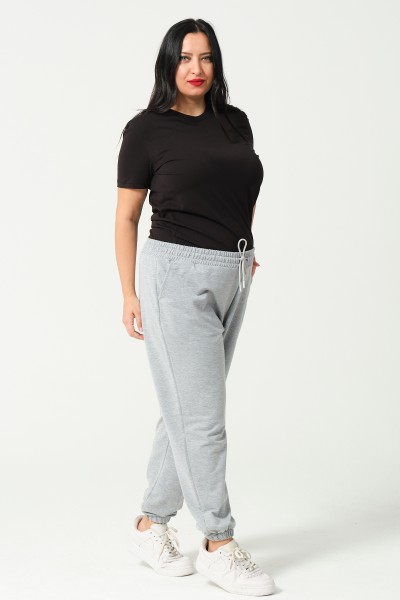 21633BB BÜYÜK BEDEN KADIN FULL LYC PENYE KOMPAKT 2 İPLİK CEPLİ PAÇASI LAST. EŞOFMAN PANTOLON 