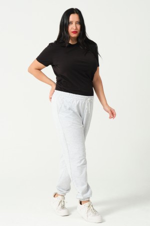 21633BB BÜYÜK BEDEN KADIN FULL LYC PENYE KOMPAKT 2 İPLİK CEPLİ PAÇASI LAST. EŞOFMAN PANTOLON 