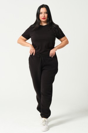 21629BB BÜYÜK BEDEN KADIN 3 İP PENYE KOMPAKT ŞARDONLU CEPLİ PAÇASI LAST EŞOFMAN PANTOLON 