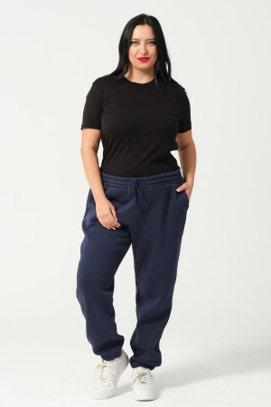 21629BB BÜYÜK BEDEN KADIN 3 İP PENYE KOMPAKT ŞARDONLU CEPLİ PAÇASI LAST EŞOFMAN PANTOLON 