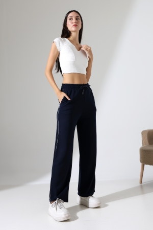 22291 KADIN DOUBLEFACE YUMUŞAK DOKU YANLARI ARABİYELİ PAÇASI AÇIK EŞOFMAN PANTOLON 