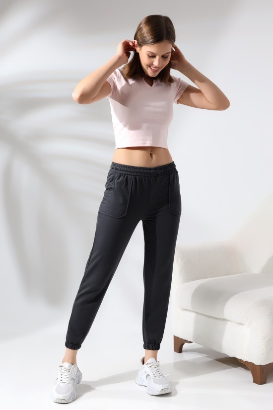 21362 BAYAN KASAP CEPLİ PAÇASI LAST EŞOFMAN PANTOLON 