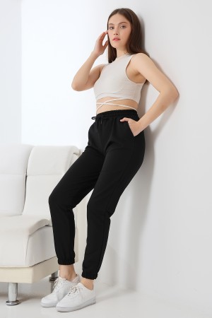 21633 KADIN FULL LYC PENYE KOMPAKT 2 İPLİK CEPLİ PAÇASI LAST. EŞOFMAN PANTOLON 