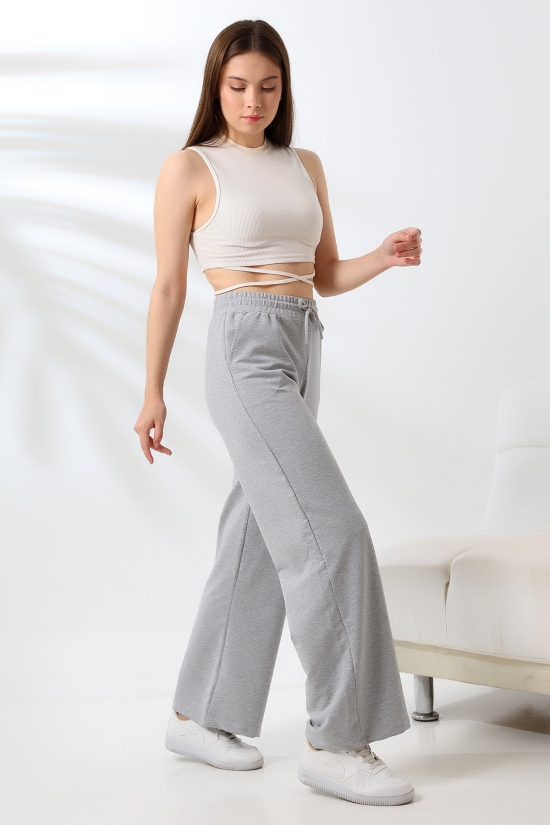 21655 KADIN FULL LYC PENYE COMPACKT 2 İPLİK CEPLİGENİŞ  PAÇASI AÇIK PANTOLON 