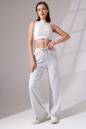 21655 KADIN FULL LYC PENYE KOMPAKT 2 İPLİK CEPLİGENİŞ  PAÇASI AÇIK PANTOLON 