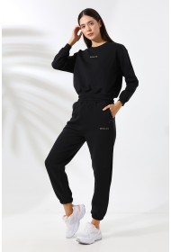 21698 DİESLİFE ENJEKSİYON BASK. KADIN 3 İP PENYE KOMPAKT ŞARDONLU BİSİKLET YAKA GENİŞKISA SWEAT VE.CEPLİ ENJ BASK PAÇA LAST.PANTOLON ALT ÜST TAKIM 