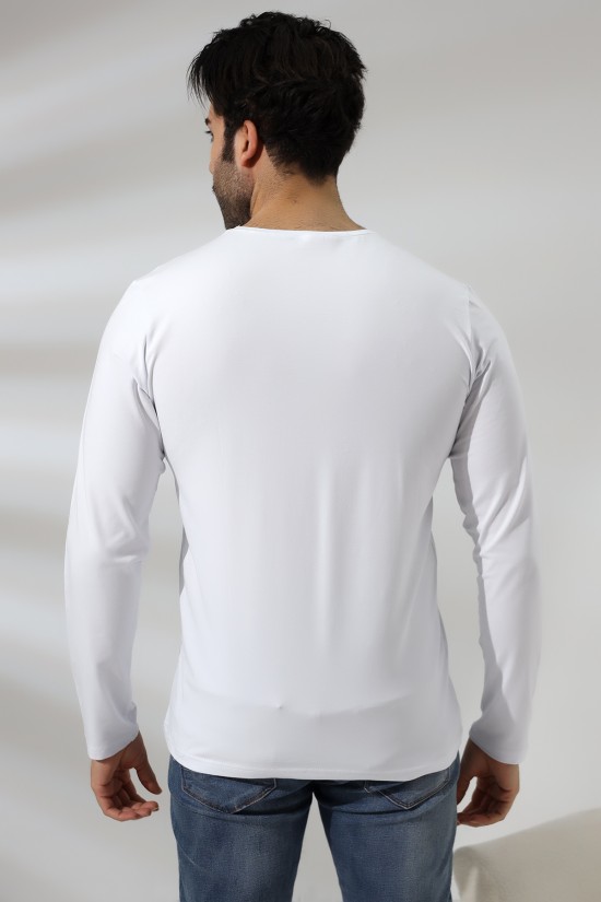 19647 ERKEK REGULAR FİT UZUN KOL V YAKA TSHIRT