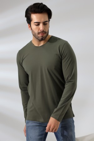19647 ERKEK REGULAR FİT UZUN KOL V YAKA TSHIRT