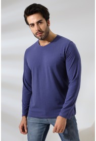 19647 ERKEK REGULAR FİT UZUN KOL V YAKA TSHIRT